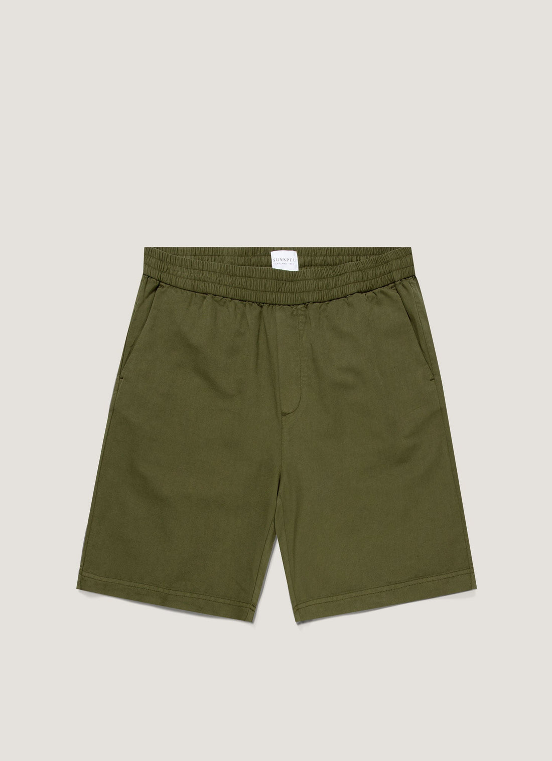 Men's Cotton Linen Drawstring Shorts in Deep Olive