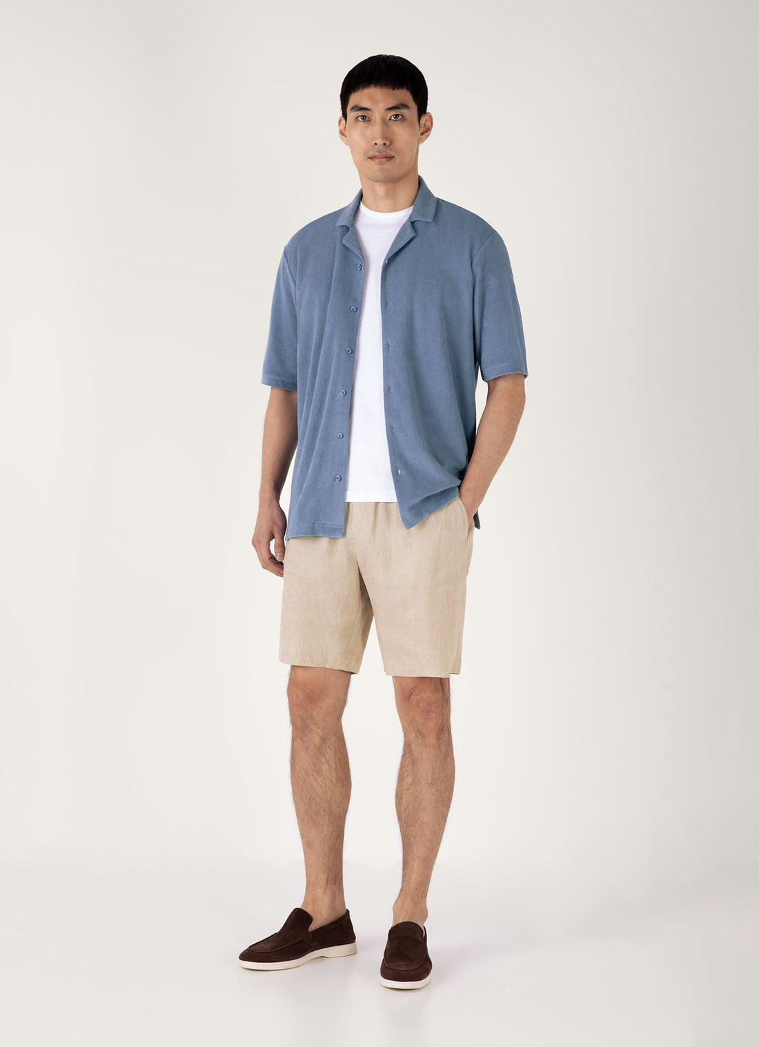 Men's Linen Drawstring Short in Light Sand