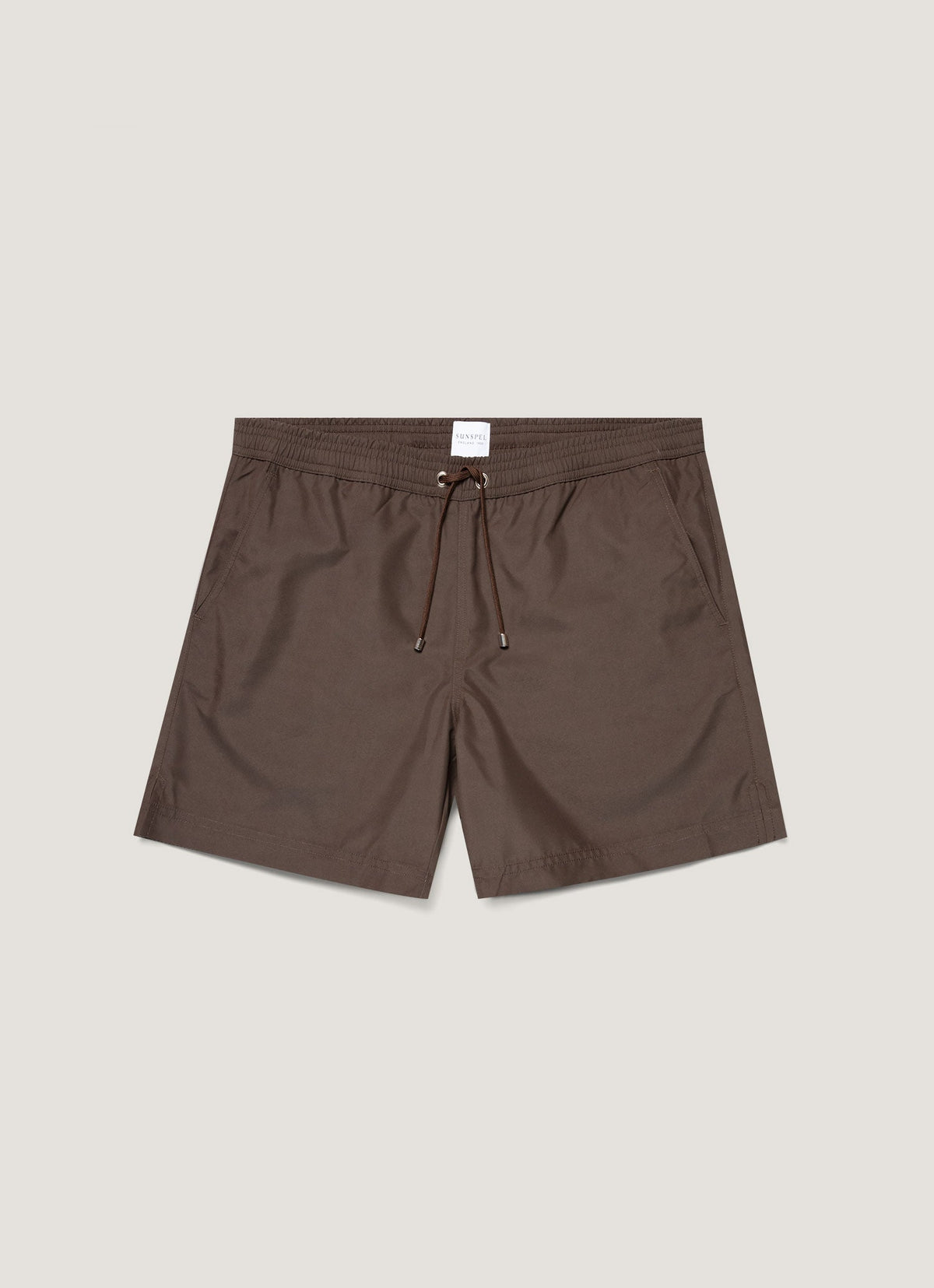 Men's Drawstring Swim Shorts in Dark Walnut