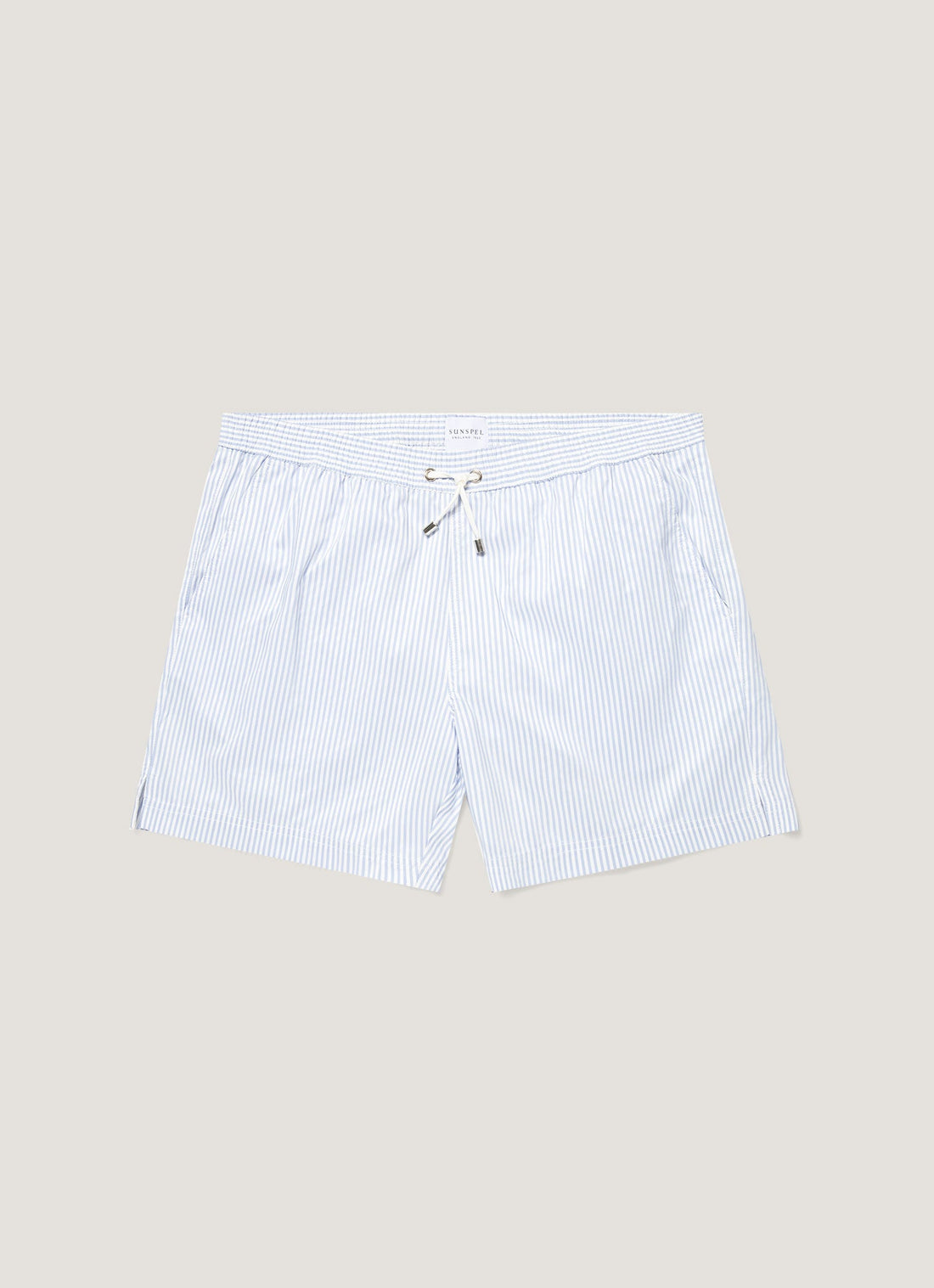 Men's Drawstring Swim Short in White/Cool Blue