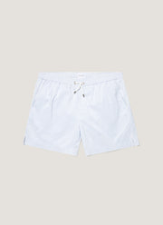 Men's Drawstring Swim Short in White/Cool Blue