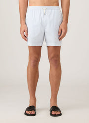 Men's Drawstring Swim Short in White/Cool Blue