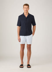 Men's Drawstring Swim Short in White/Cool Blue