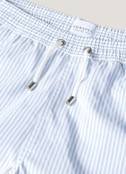 Men's Drawstring Swim Short in White/Cool Blue