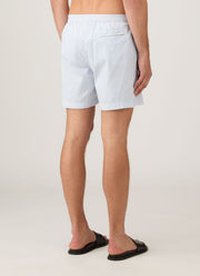 Men's Drawstring Swim Short in White/Cool Blue