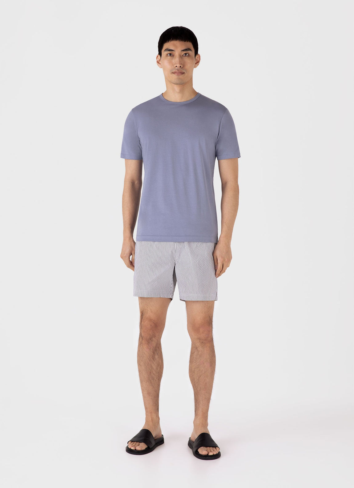 Men's Drawstring Swim Shorts in Navy/White