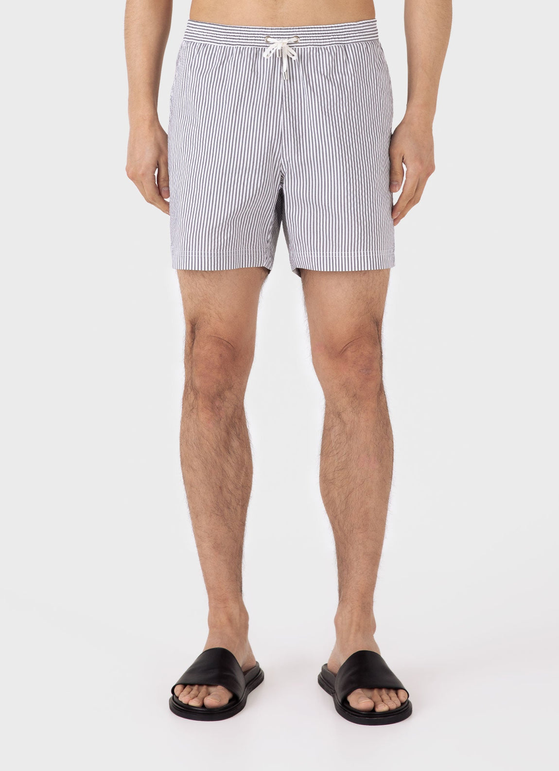 Men's Drawstring Swim Shorts in Navy/White
