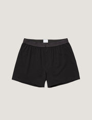 Men's Superfine Cotton One-Button Boxer Shorts in Black