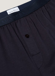 Men's Superfine Cotton One-Button Boxer Shorts in Navy