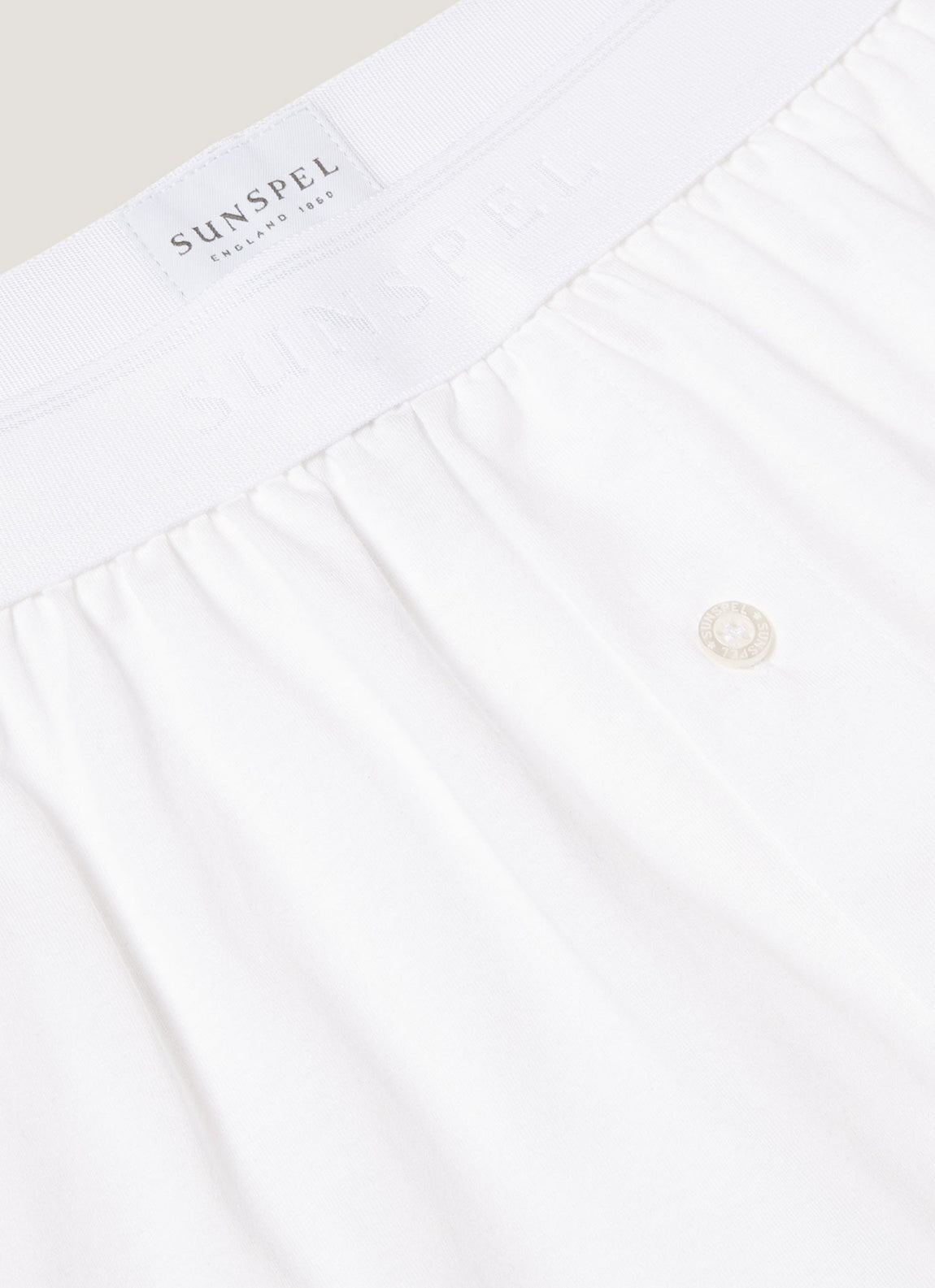 Men's Superfine Cotton One-Button Boxer Shorts in White