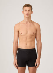 Men's Superfine Cotton Two-Button Boxer Briefs in Black