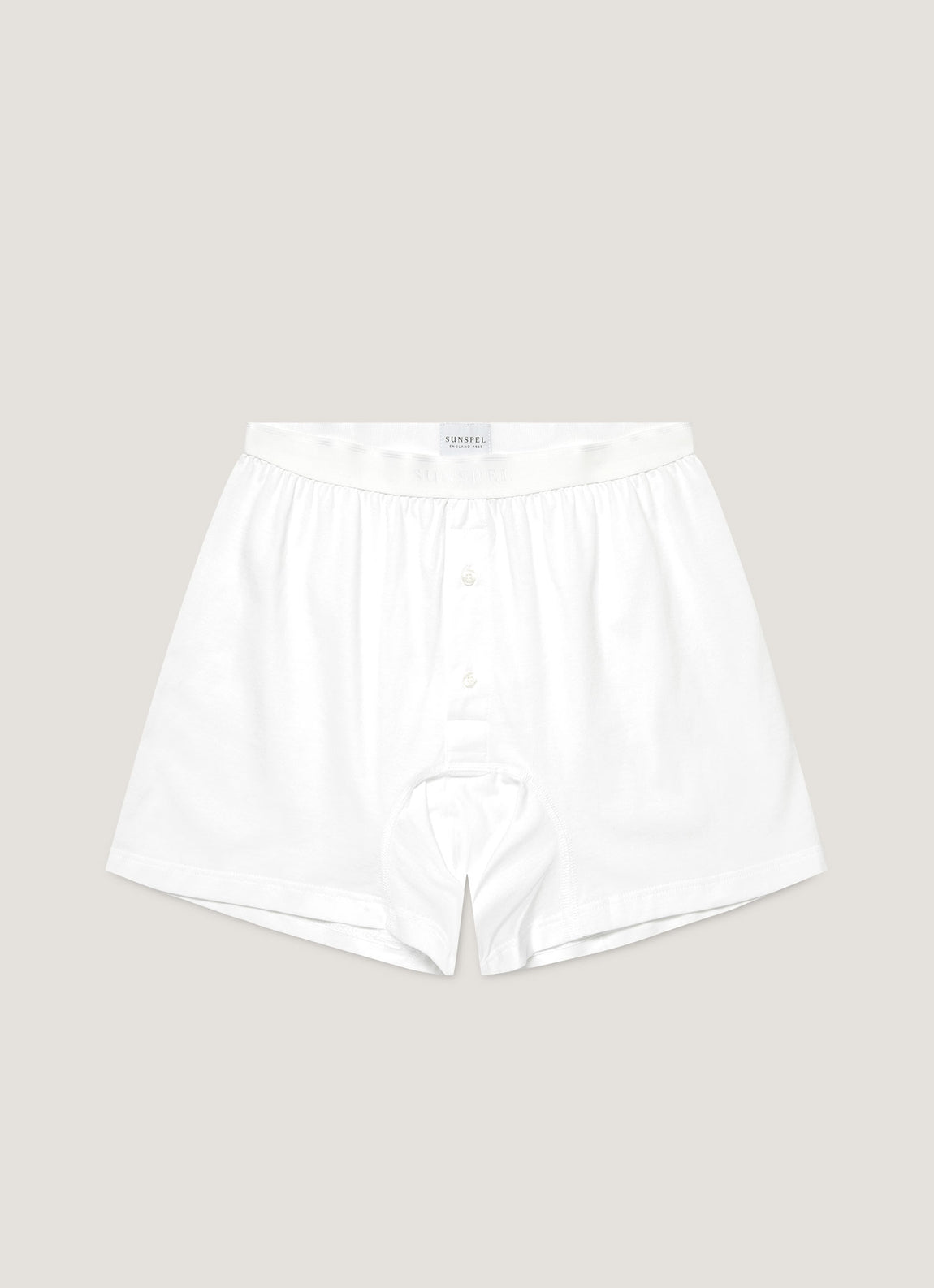 Men's Superfine Cotton Two-Button Boxer Briefs in White