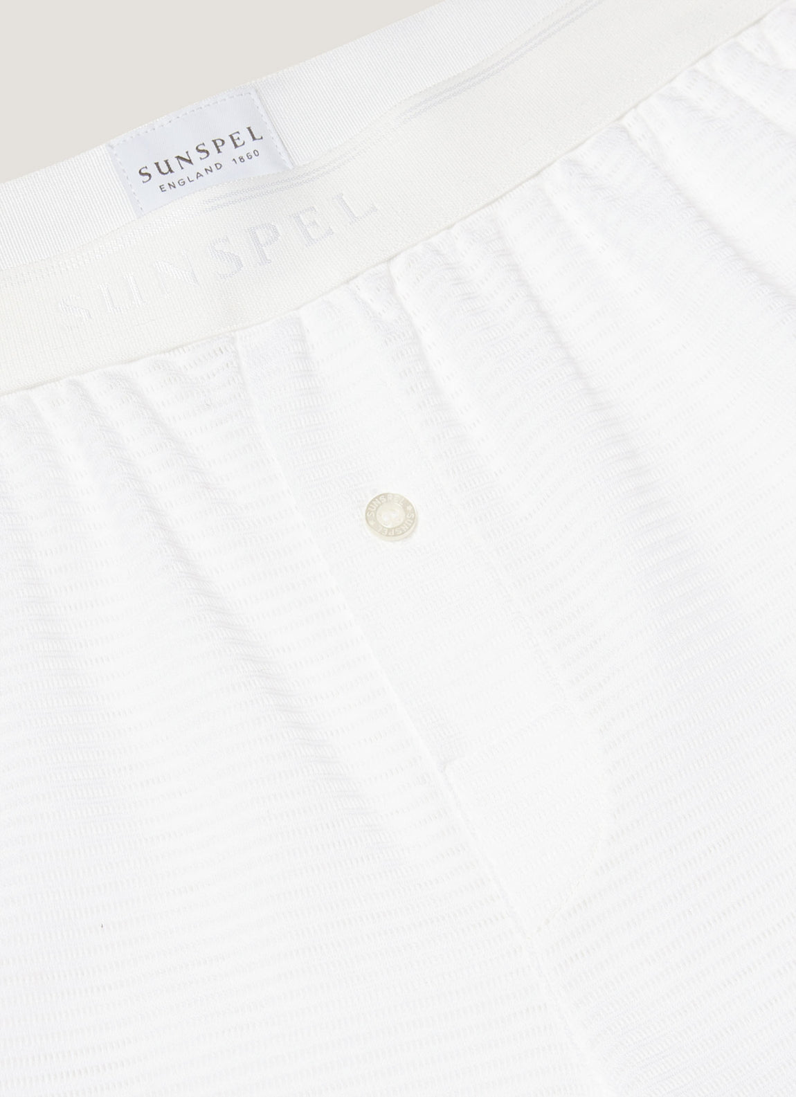 Men's Cellular Cotton One-Button Boxer Short in White