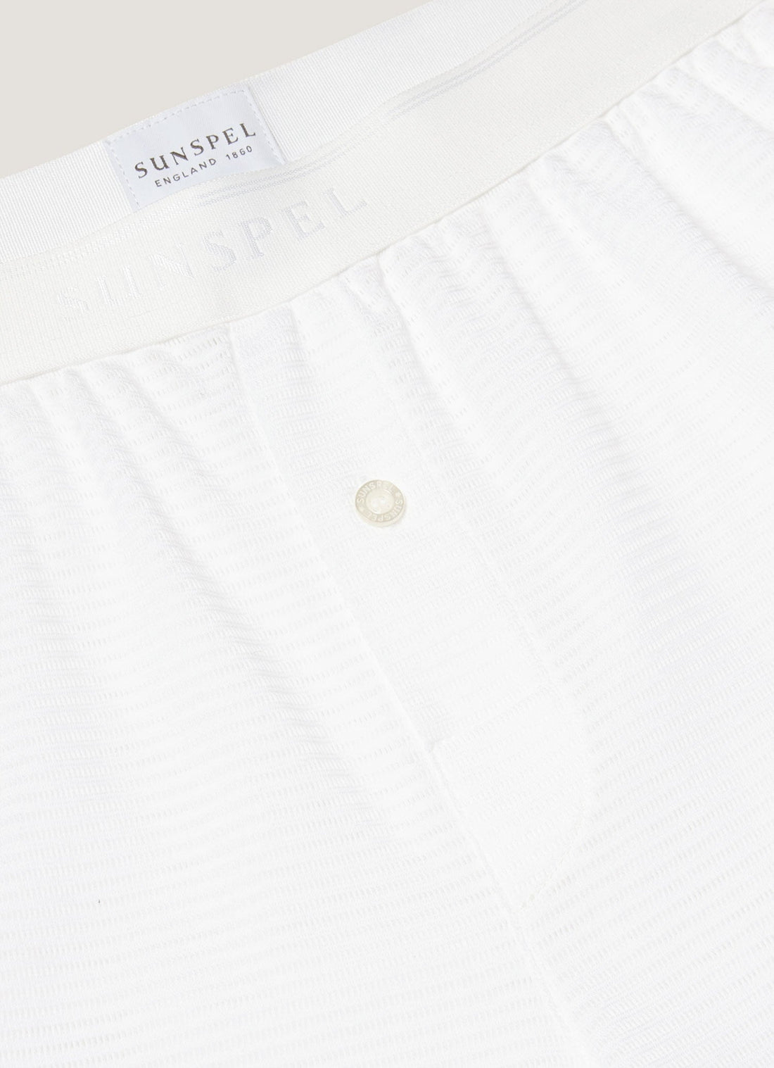 Men's Cellular Cotton One-Button Boxer Short in White
