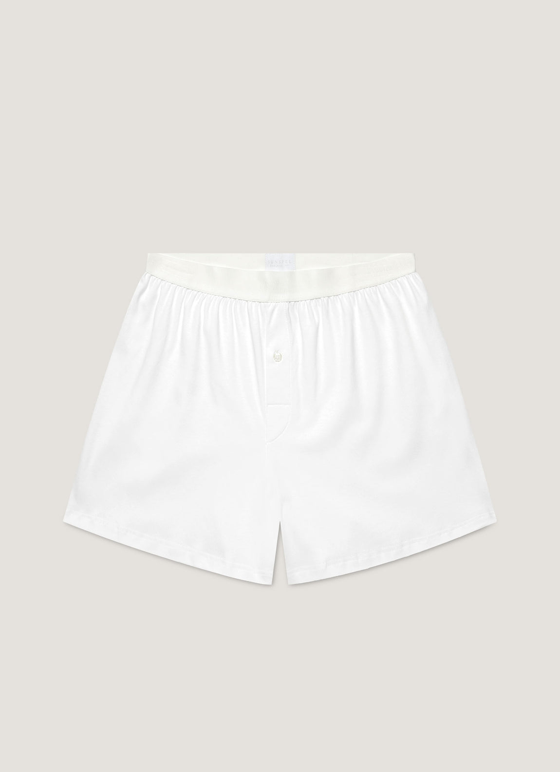 Men's Sea Island Cotton One-Button Boxer Short in White