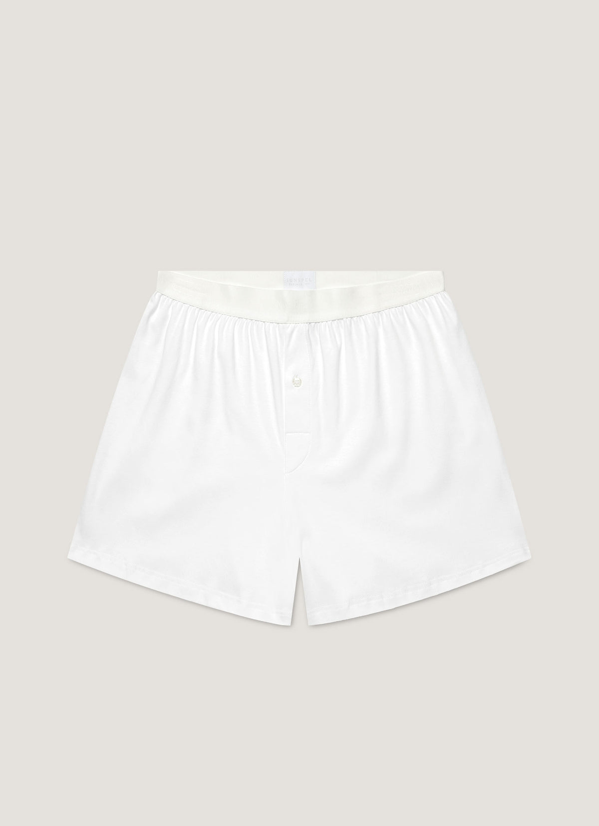 Men's Sea Island Cotton One-Button Boxer Short in White