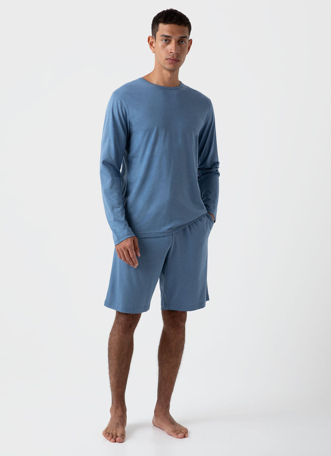 Men's Cotton Modal Lounge Short in Bluestone