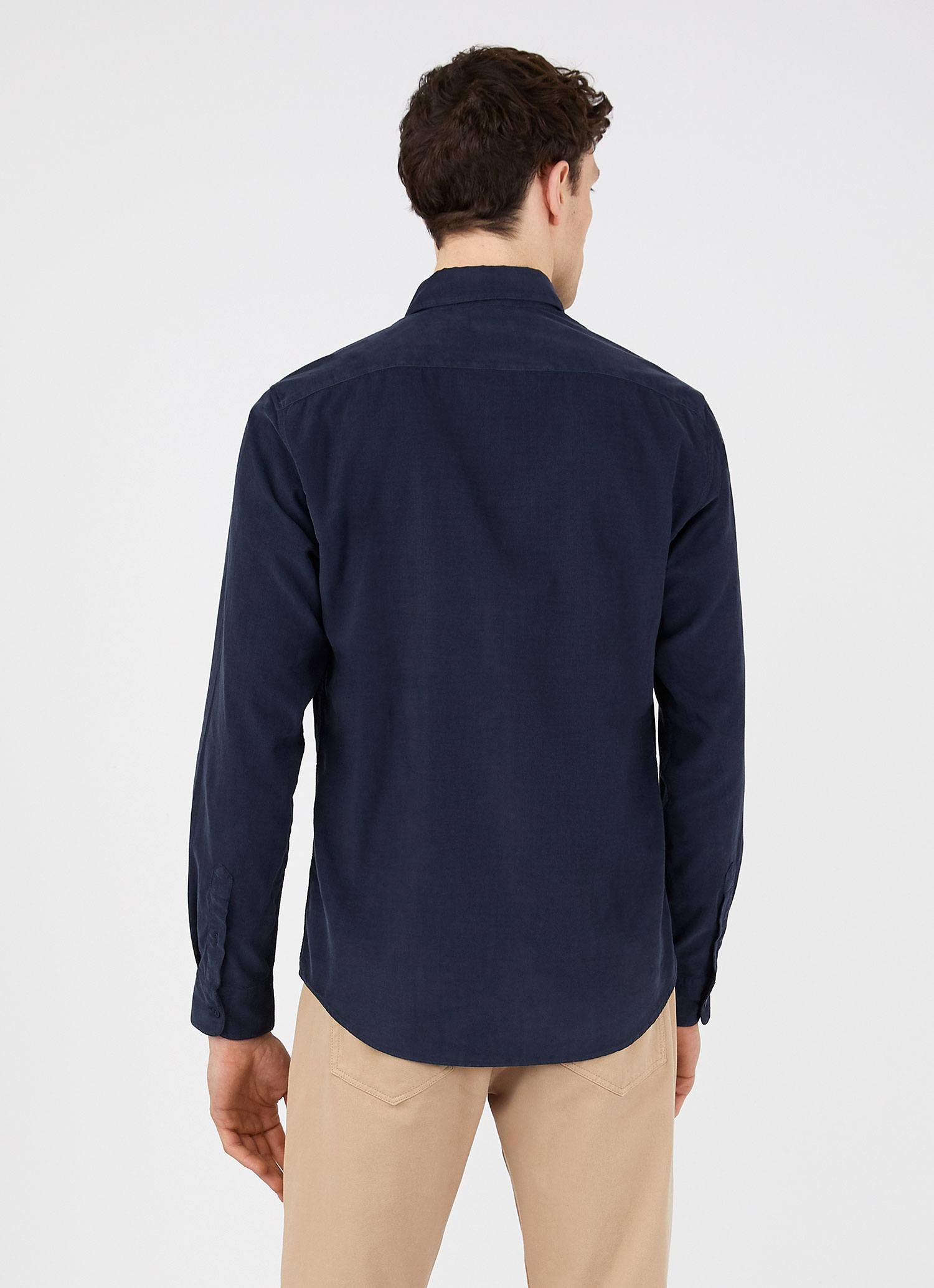 Men's Fine Cord Shirt in Navy