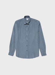 Men's Fine Cord Shirt in Blue Slate
