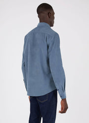 Men's Fine Cord Shirt in Blue Slate
