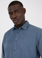 Men's Fine Cord Shirt in Blue Slate