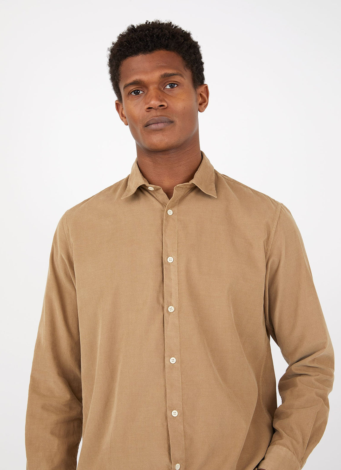 Men's Fine Cord Shirt in Stone