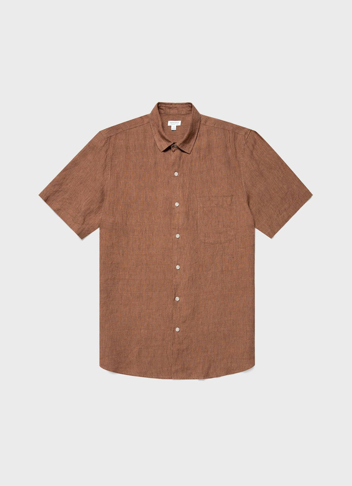 Men's Short Sleeve Linen Shirt in Gingerbread