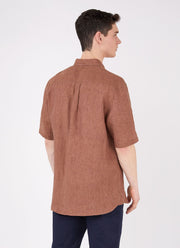 Men's Short Sleeve Linen Shirt in Gingerbread