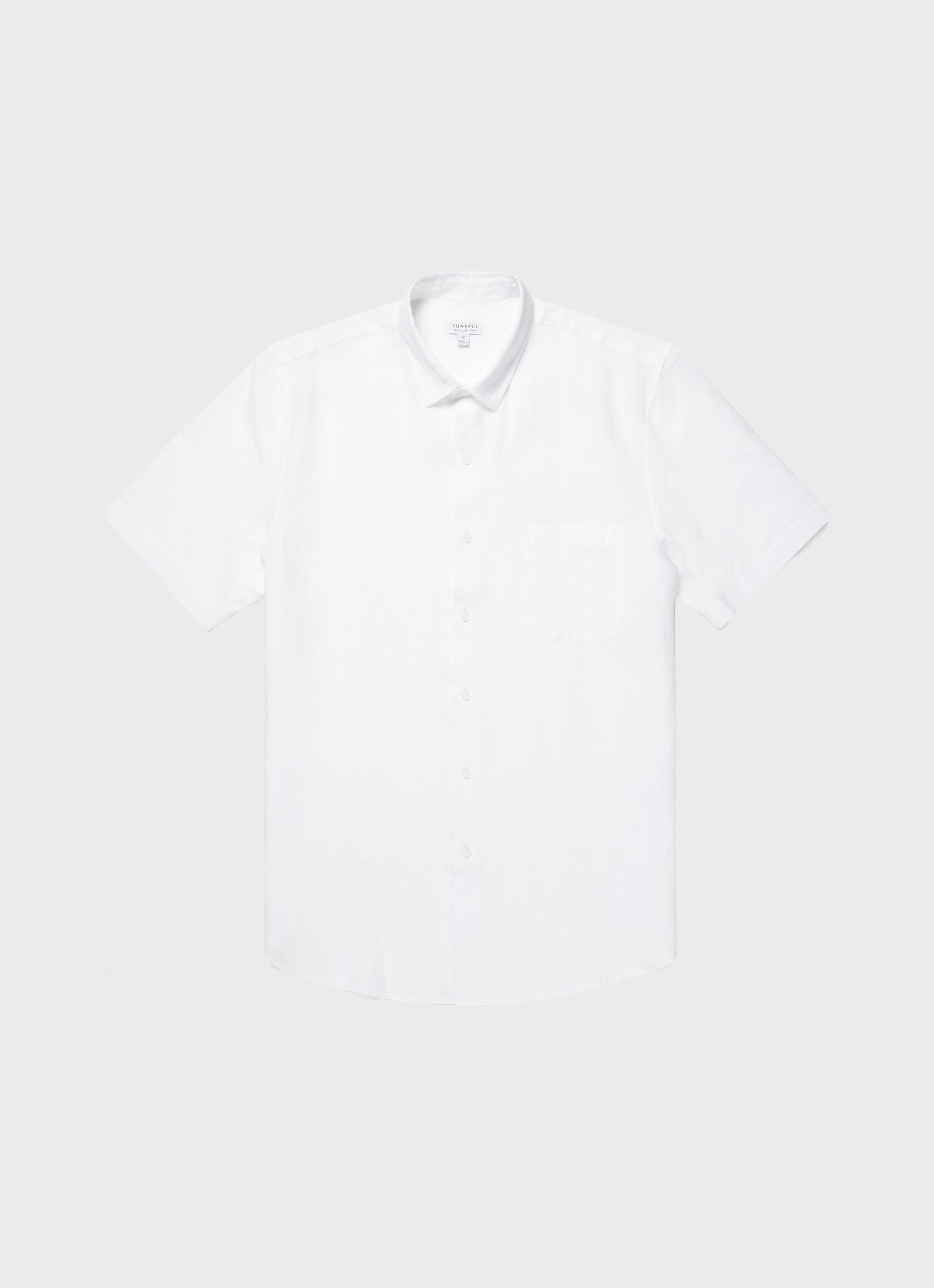 Men's Short Sleeve Linen Shirt in White