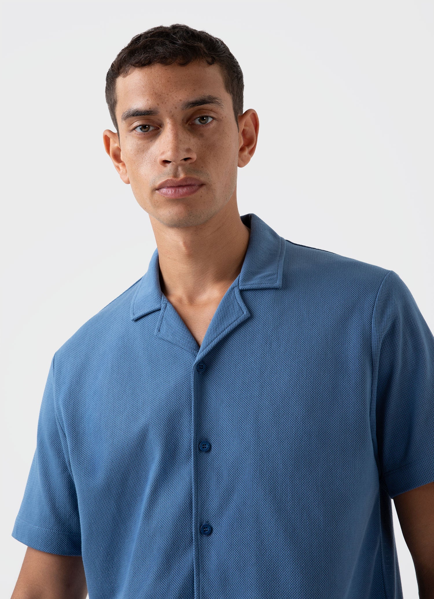 Men's Riviera Camp Collar Shirt in Bluestone