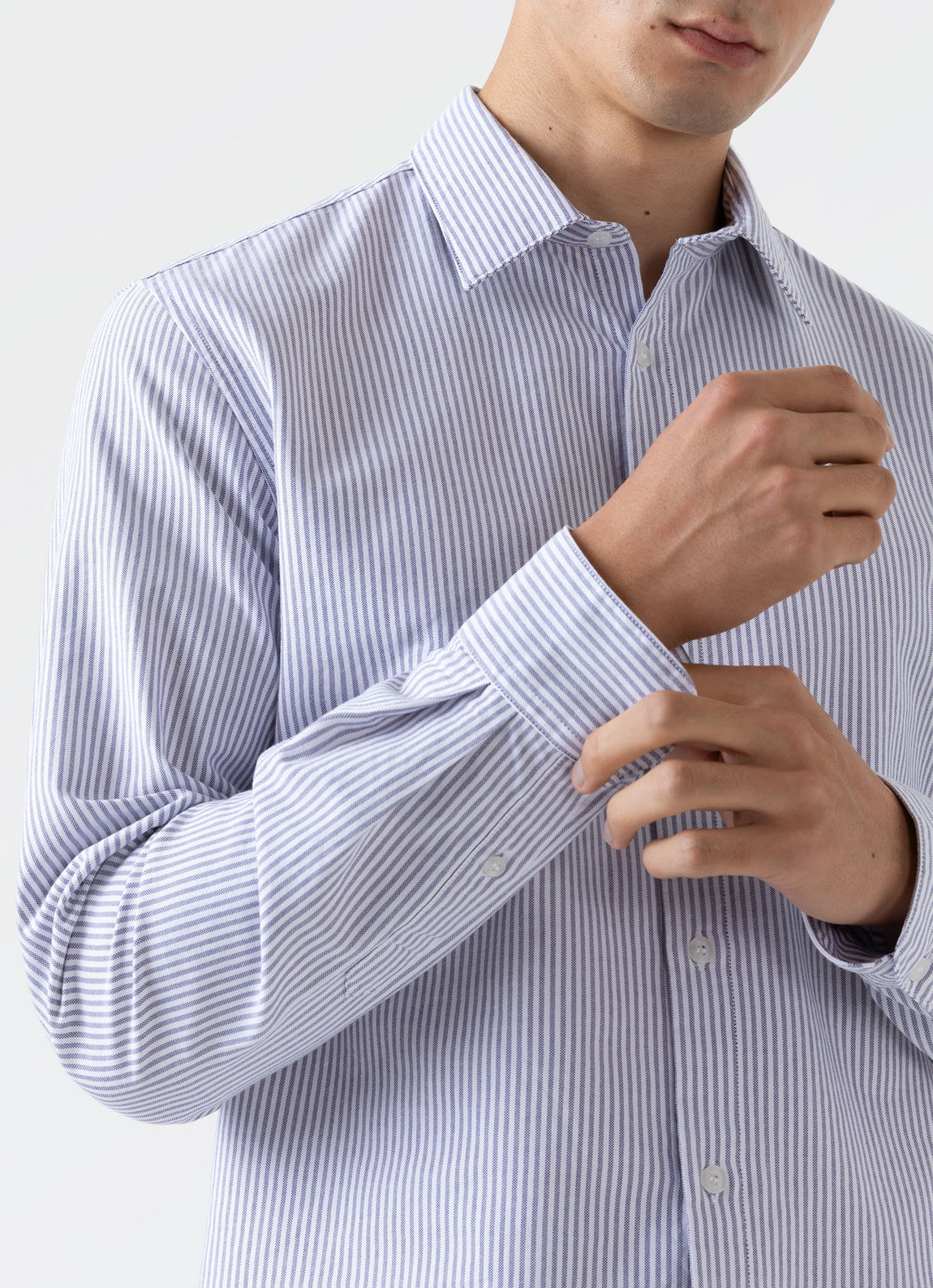 Men's Oxford Stripe Shirt in White/Navy Oxford Stripe