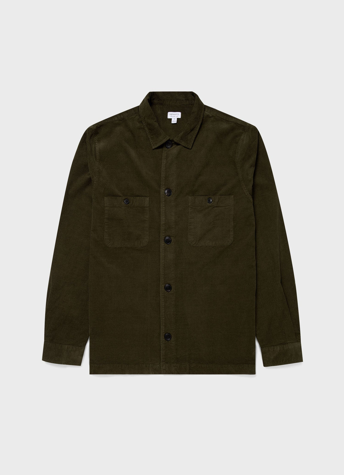 Men's Cellular Cord Overshirt in Dark Olive