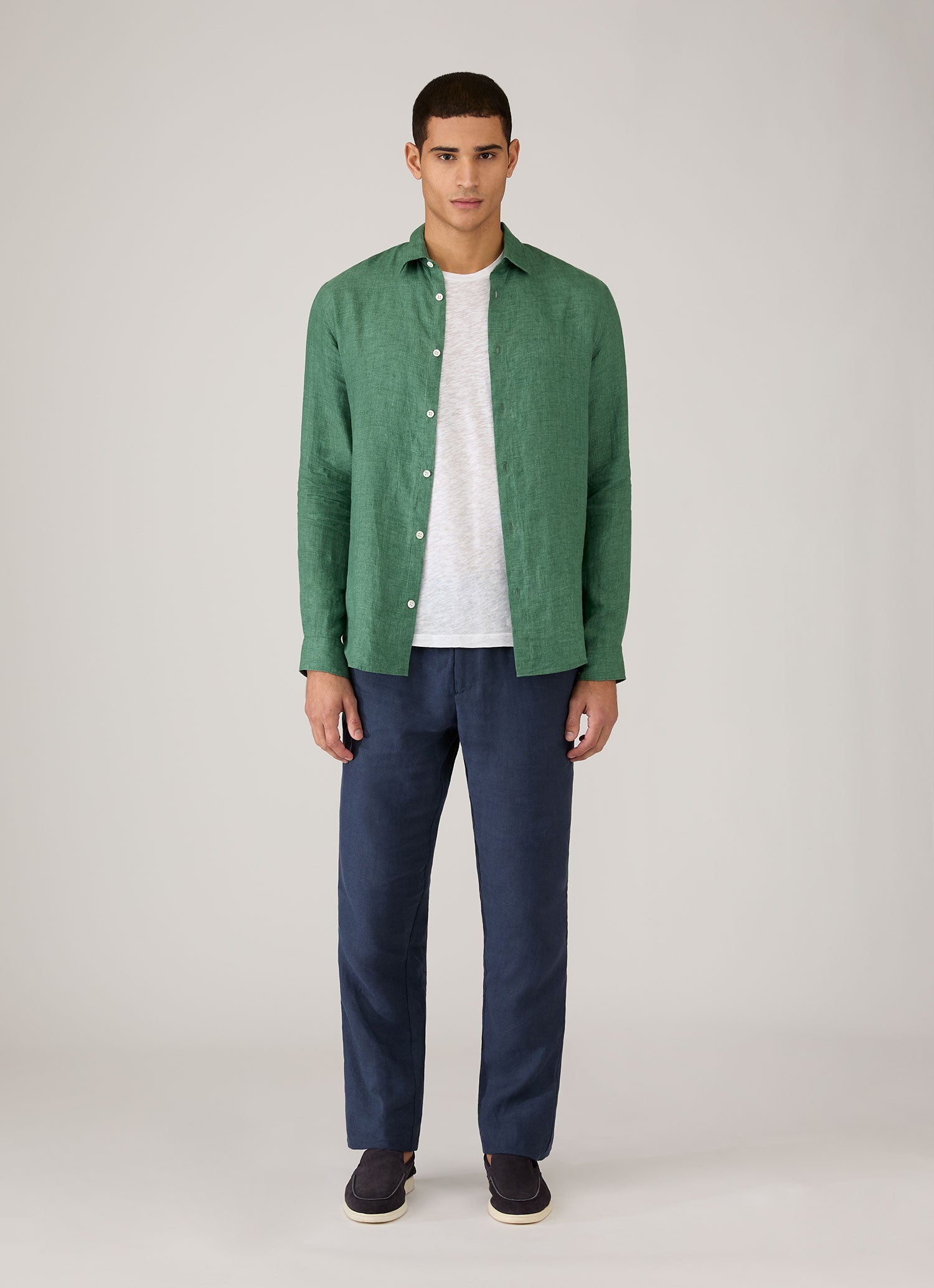 Men's Linen Shirt in Bright Green