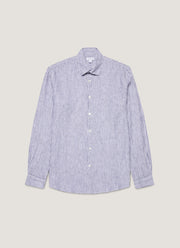 Men's Linen Shirt in Navy/White