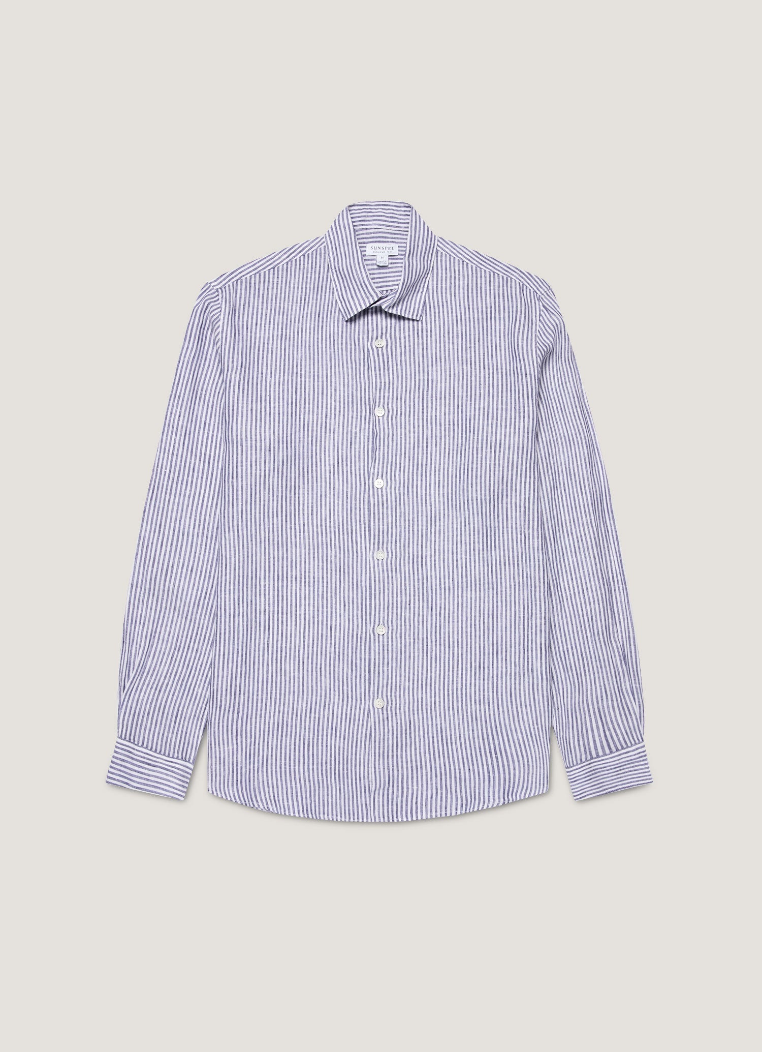 Men's Linen Shirt in White/Navy