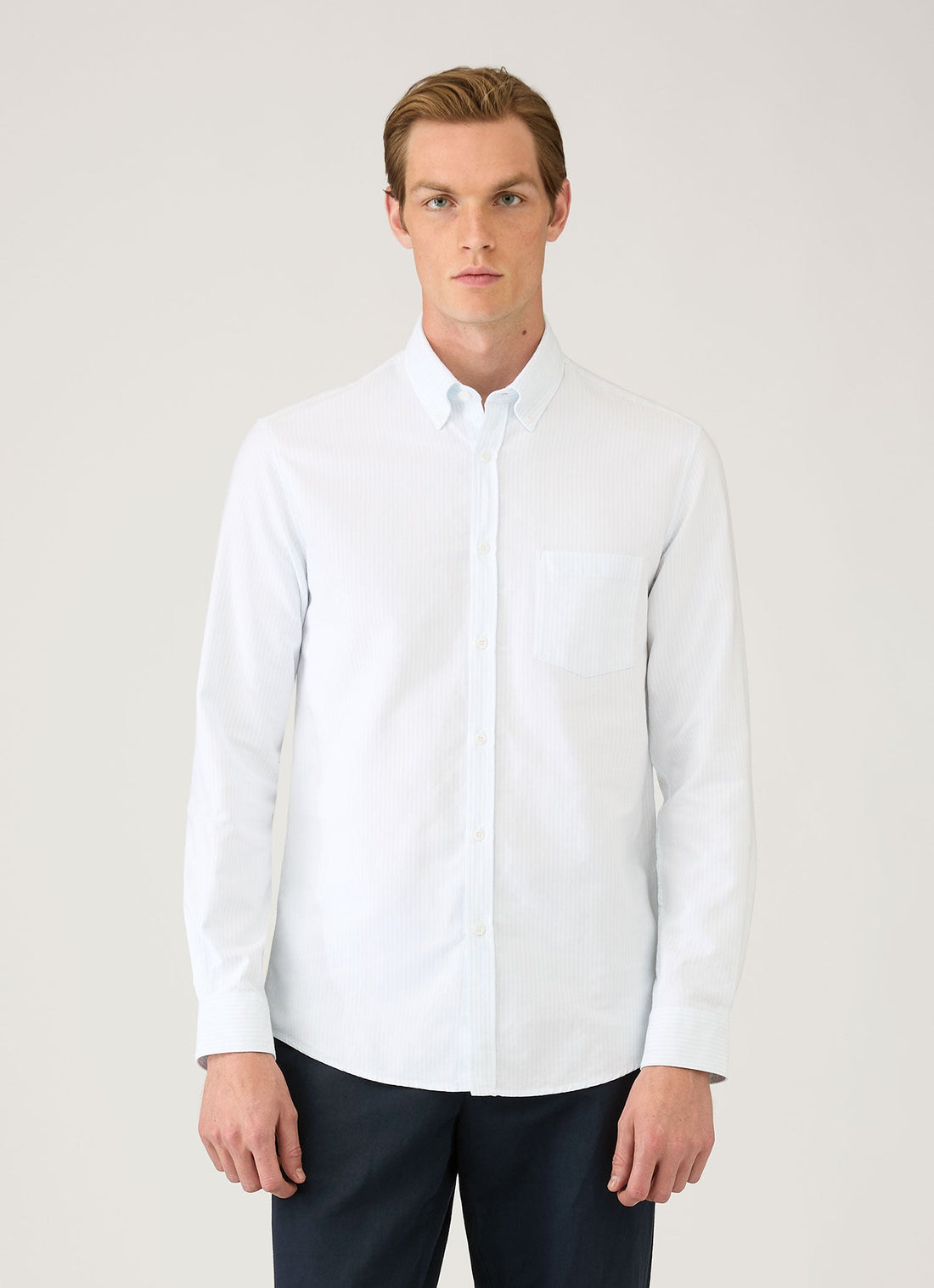 Men's Button Down Oxford Shirt in Light Blue/White