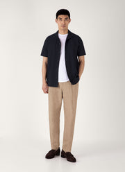 Men's Short Sleeve Textured Jersey Shirt in Midnight Navy