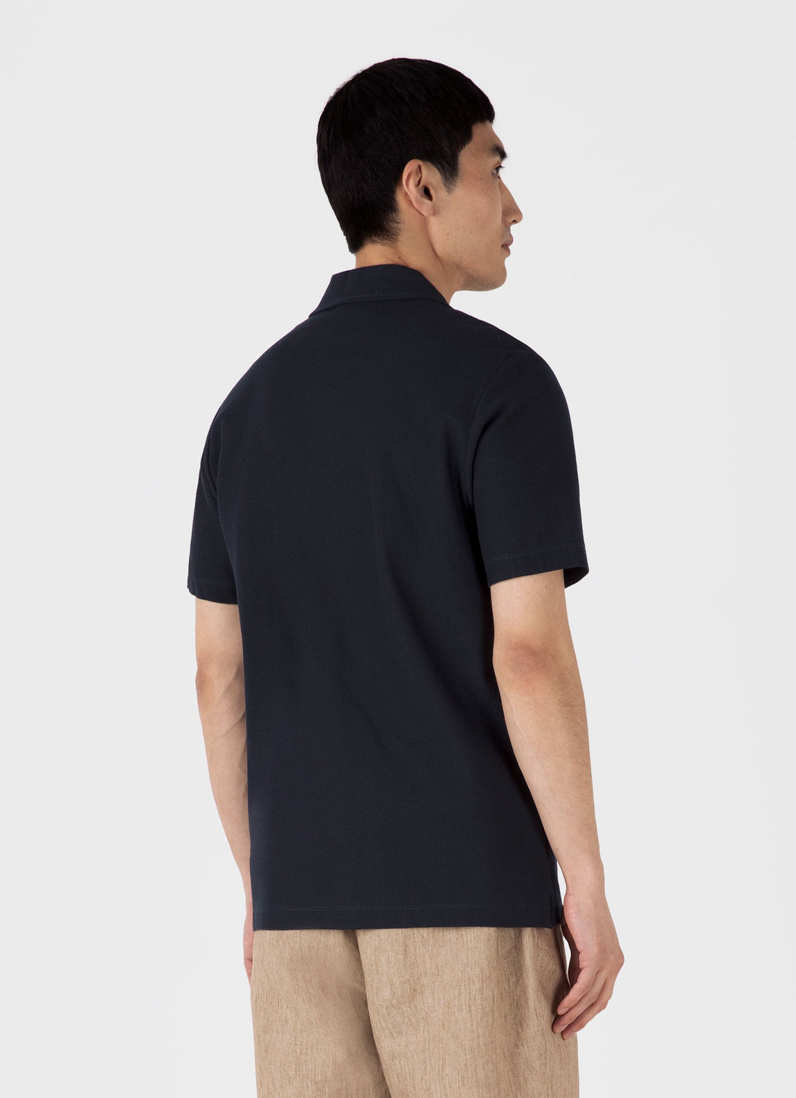 Men's Short Sleeve Textured Jersey Shirt in Midnight Navy