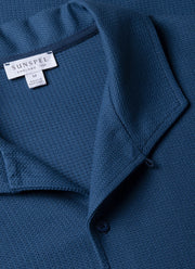 Men's Short Sleeve Textured Jersey Shirt in Soft Denim