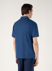 Men's Short Sleeve Textured Jersey Shirt in Soft Denim