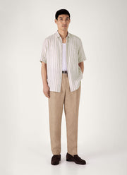 Men's Short Sleeve Linen Shirt in Dune/Ecru
