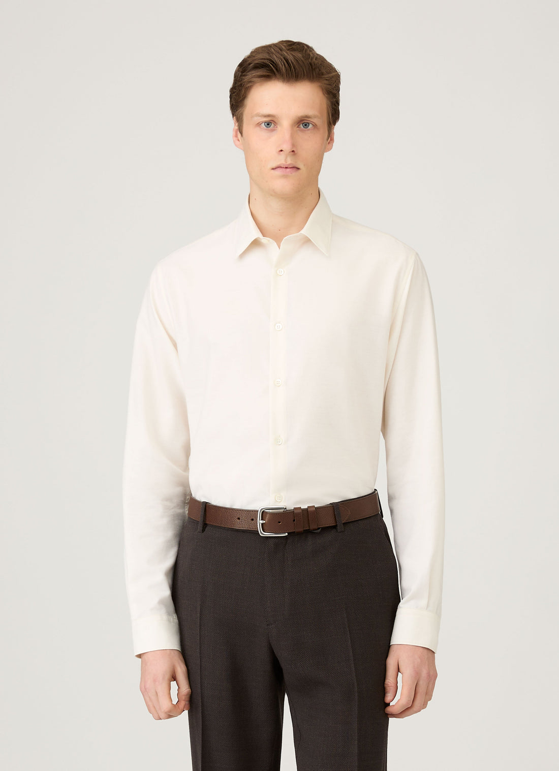 Men's Cotton Cashmere Shirt in Warm White