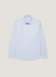 Men's Cotton Stretch Shirt in Light Blue/White
