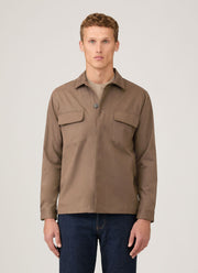 Men's Cotton Cashmere Overshirt in Dark Stone