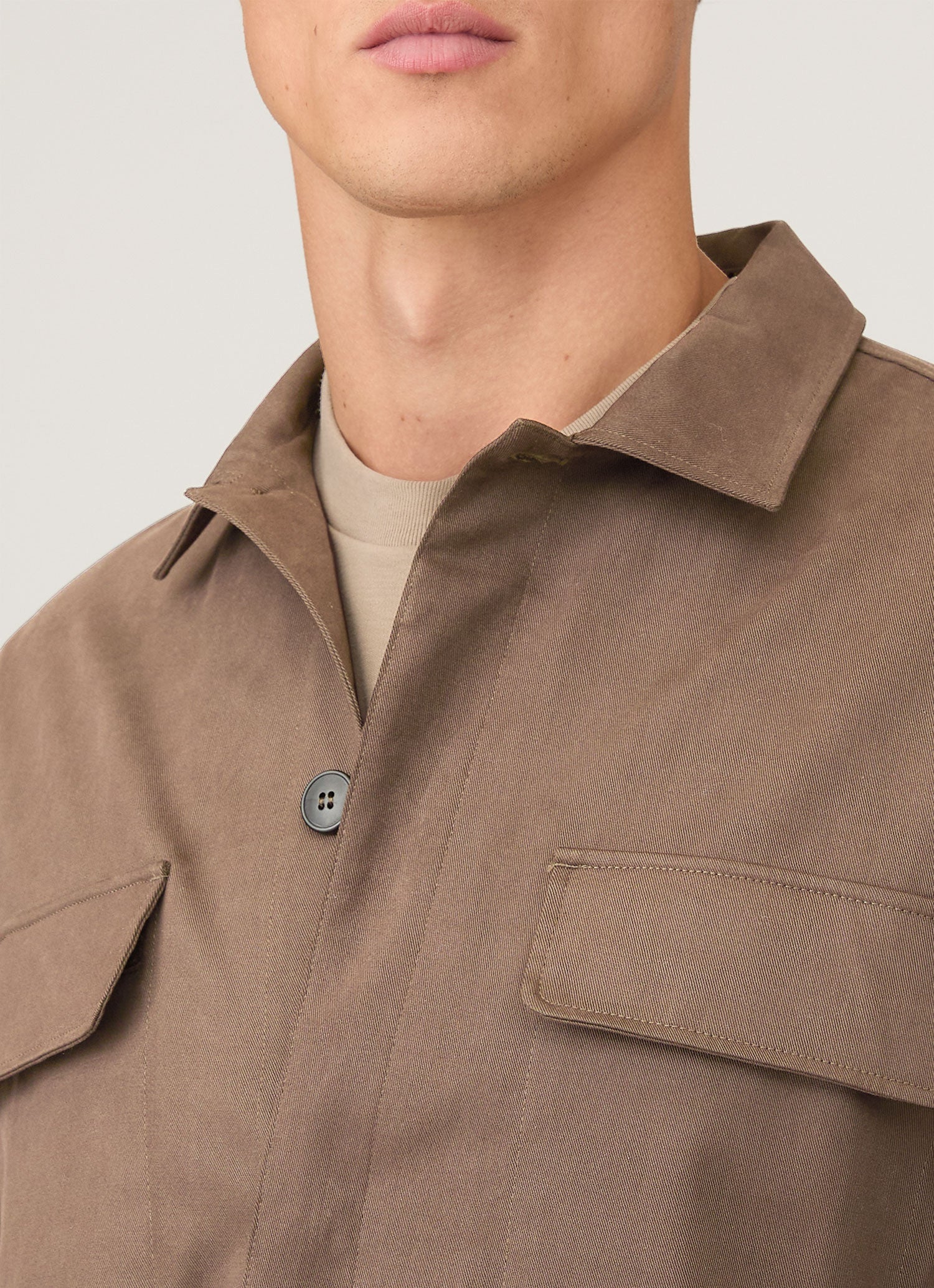 Men's Cotton Cashmere Overshirt in Dark Stone