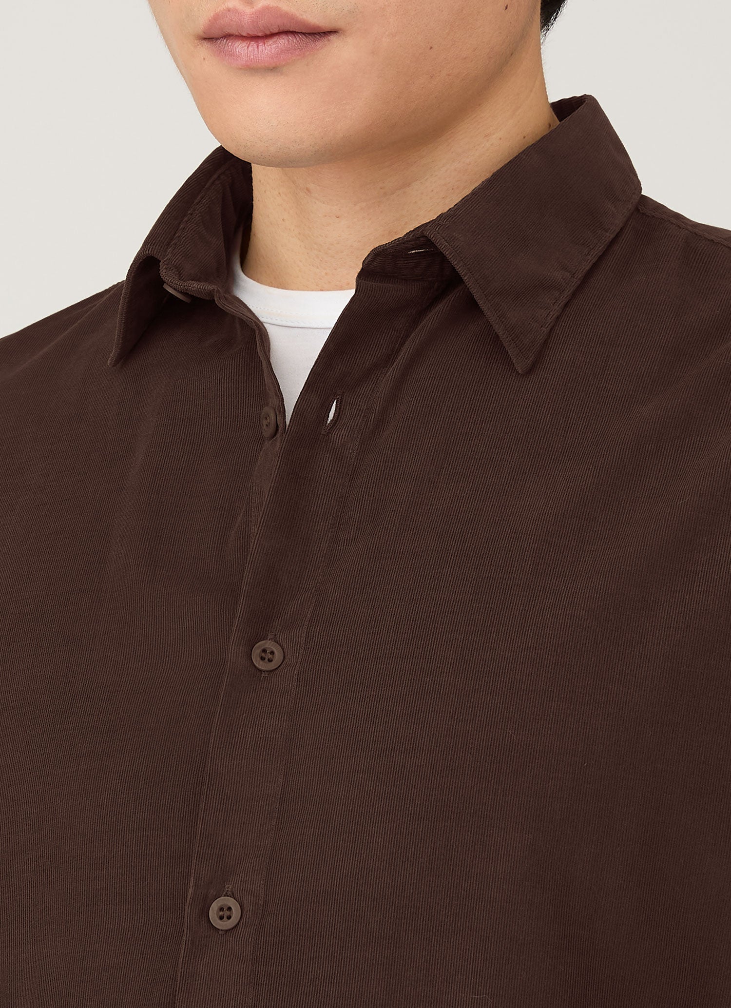 Men's Fine Cord Shirt in Truffle
