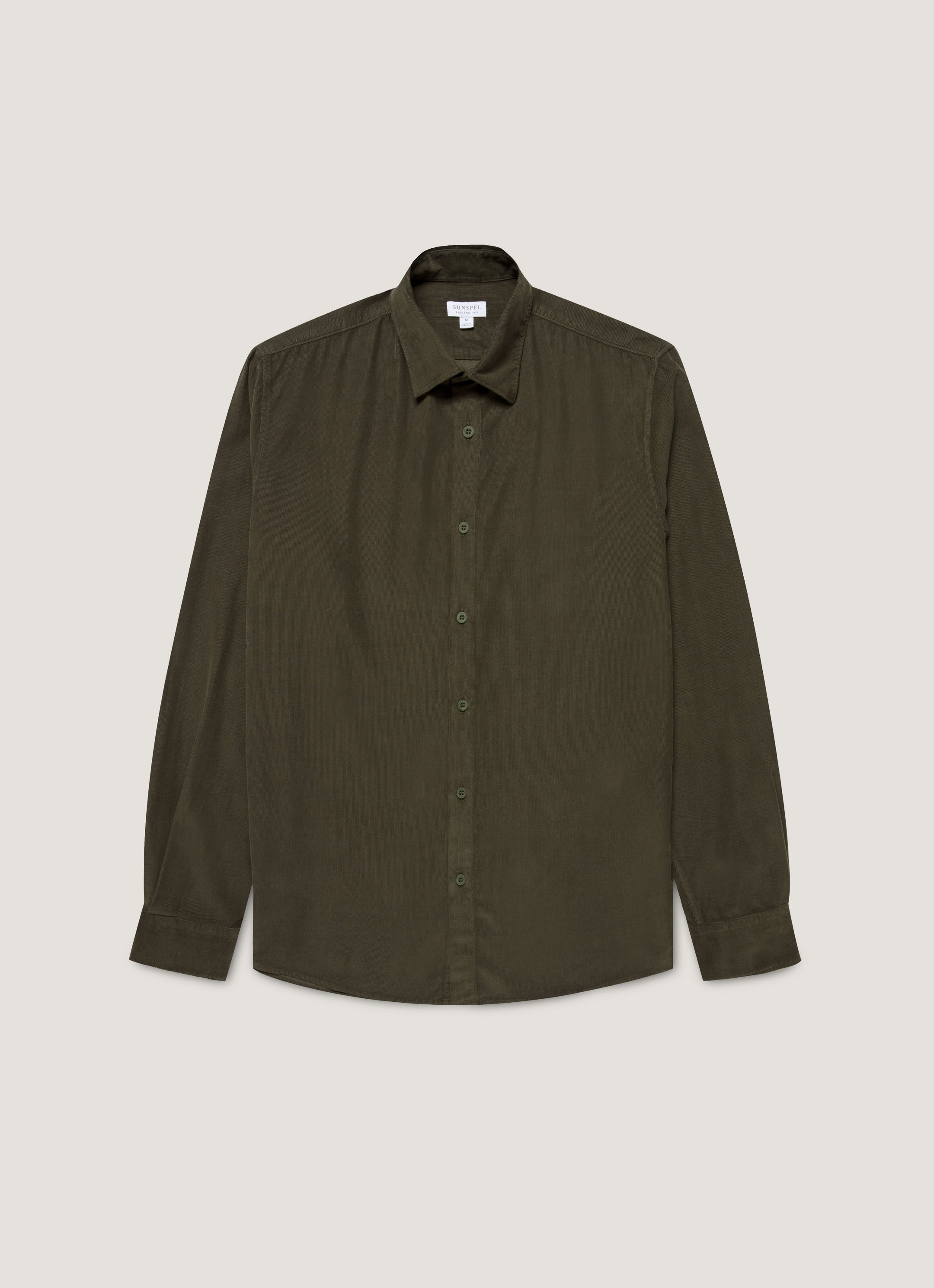 Men's Fine Cord Shirt in Dark Green