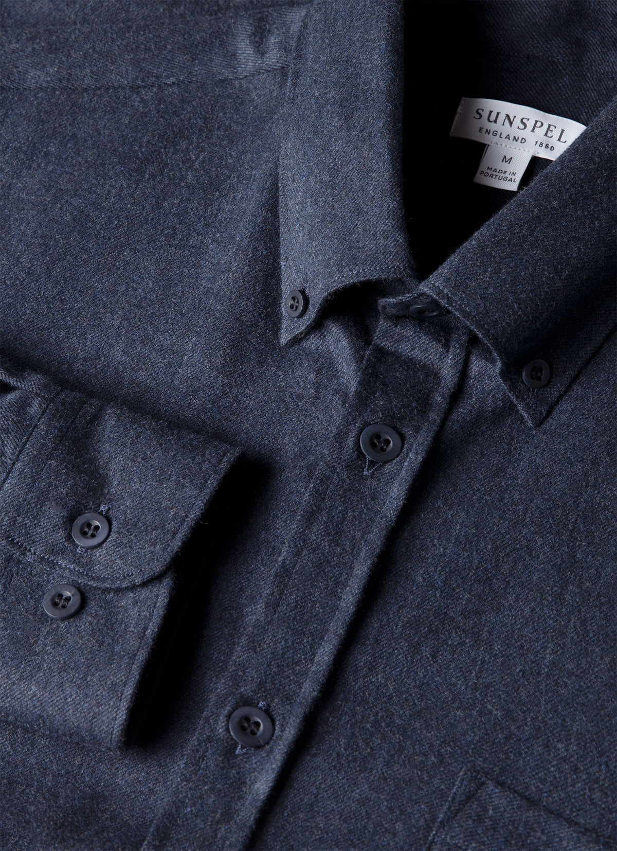 Men's Button Down Flannel Shirt in Navy Melange