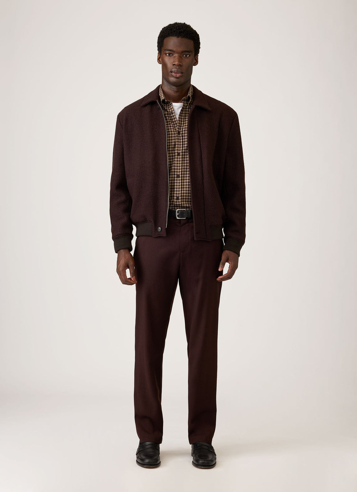 Men's Button Down Flannel Shirt in Chestnut Small Melton Check