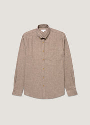 Men's Brushed Cotton Shirt in Light Brown Melange